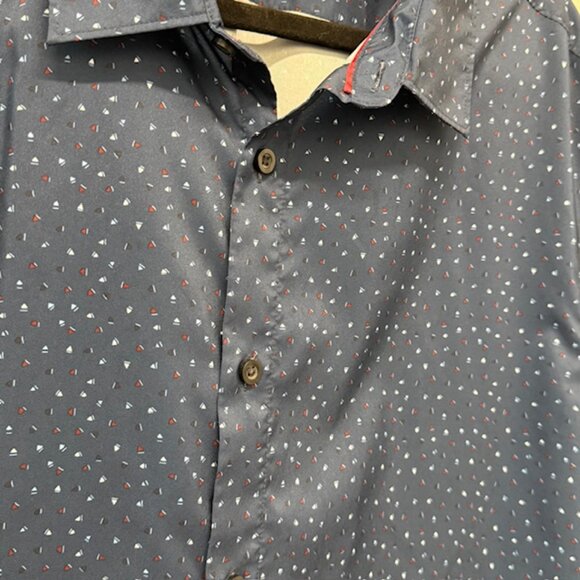 Axist Stretch Men's Button Up Shirt Short Sleeve Blue Size 2XL 100% Polyester - Picture 9 of 9